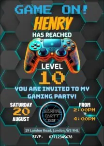Gaming party invitation